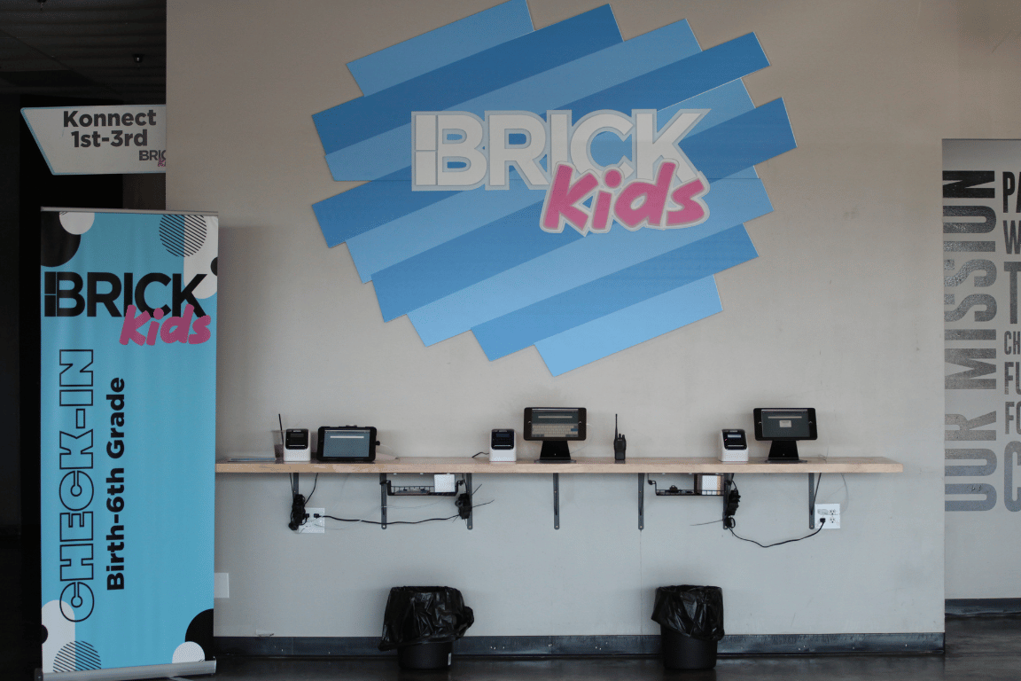 Brick Kids check in station